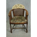 Armchair, mid century oak. H.85cm.