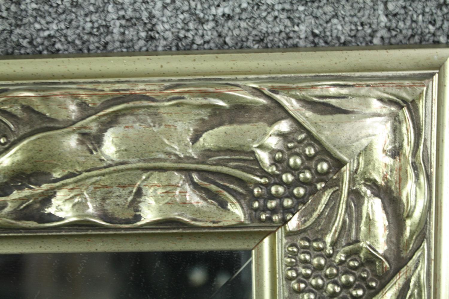Wall mirror, contemporary silvered foliate frame with bevelled plate. H.107 W.76cm. - Image 4 of 5