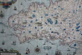 Cart de Bretagne. Map of Brittany. A hand coloured map dated 1642 but probably an early twentieth