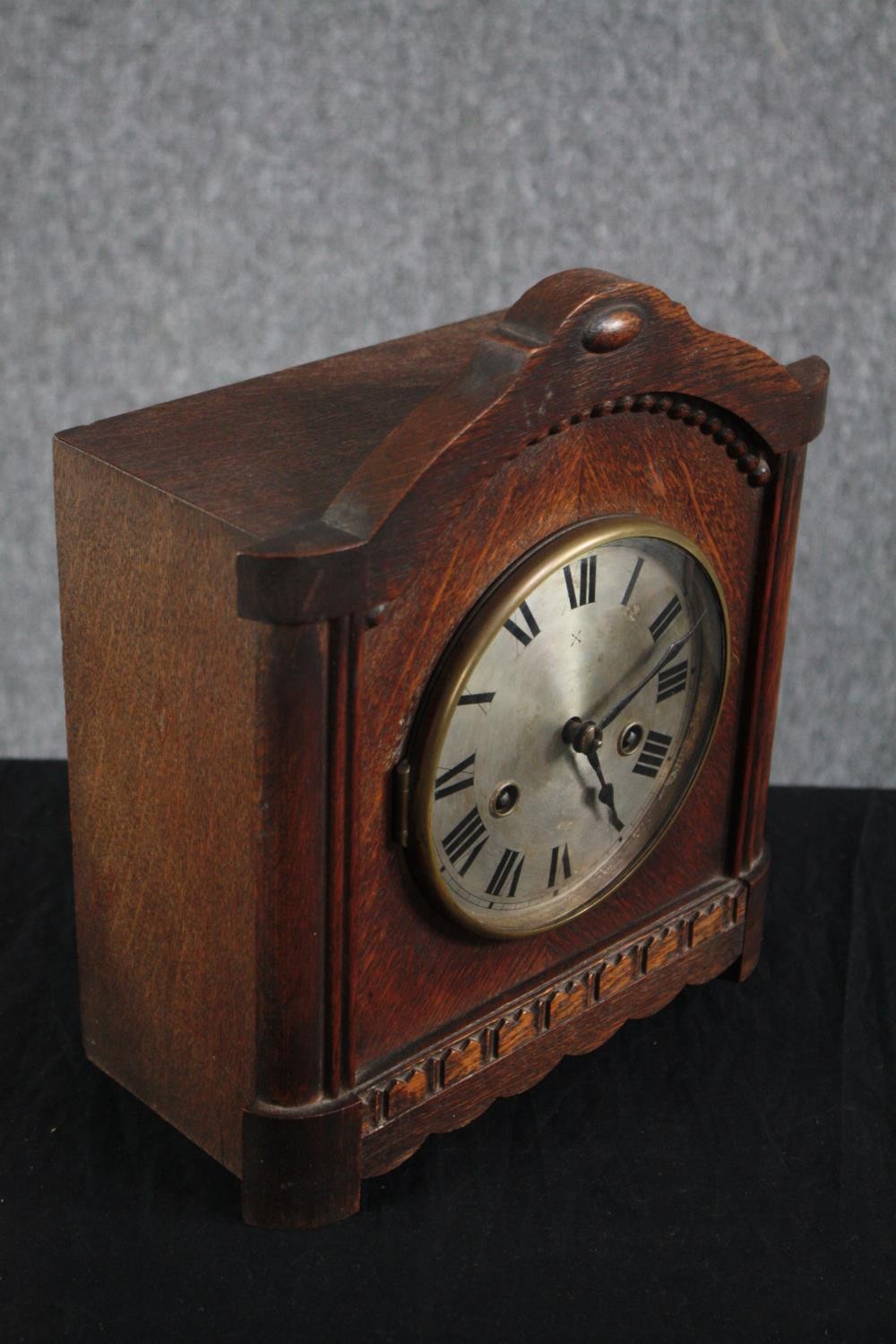 A German HAC mantle clock. In working order but missing its key. H.28 W.25 D.12cm. - Image 3 of 7