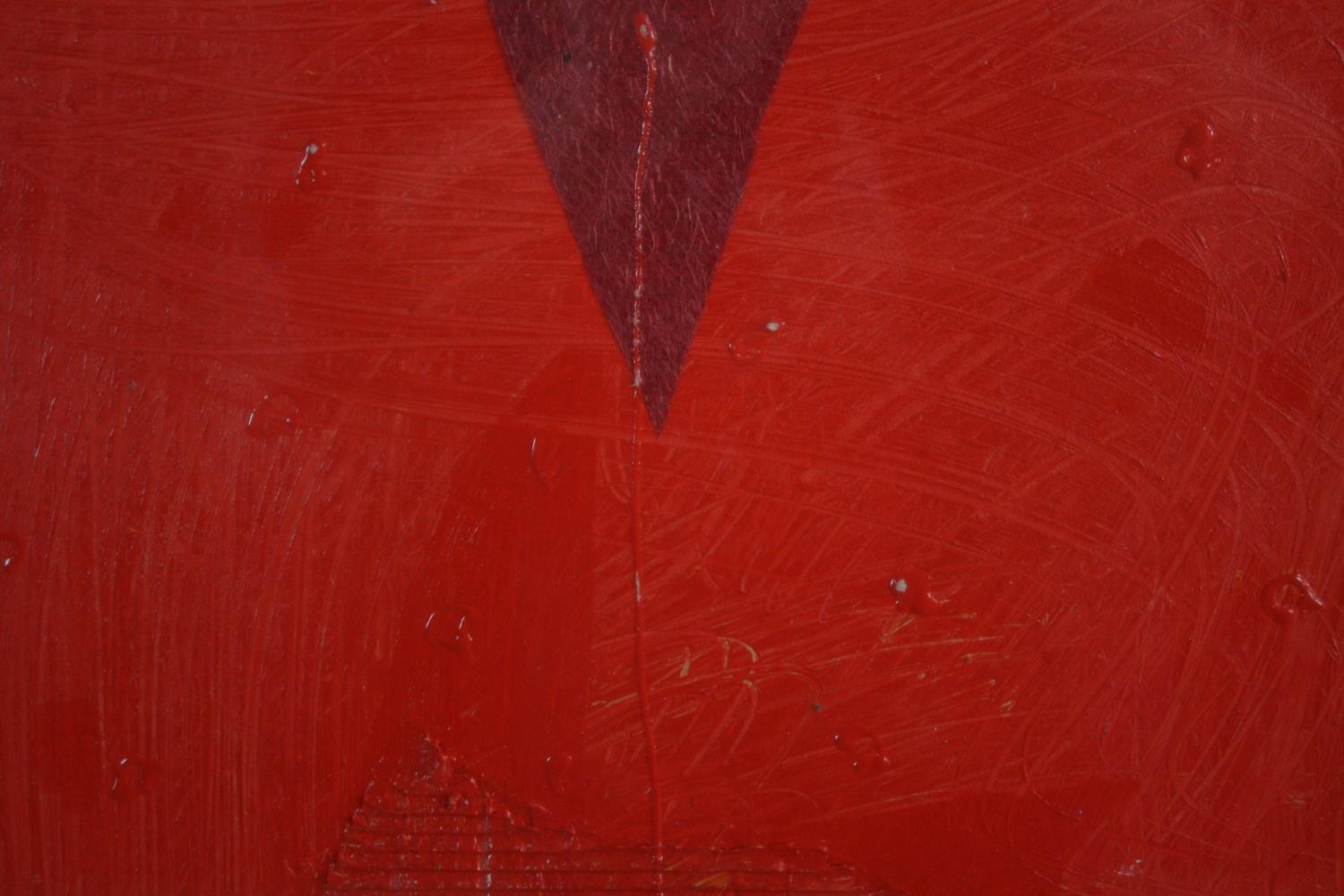 Mixed media painting. Red abstract. Unsigned. Framed. H.51 W.51cm. - Image 3 of 6