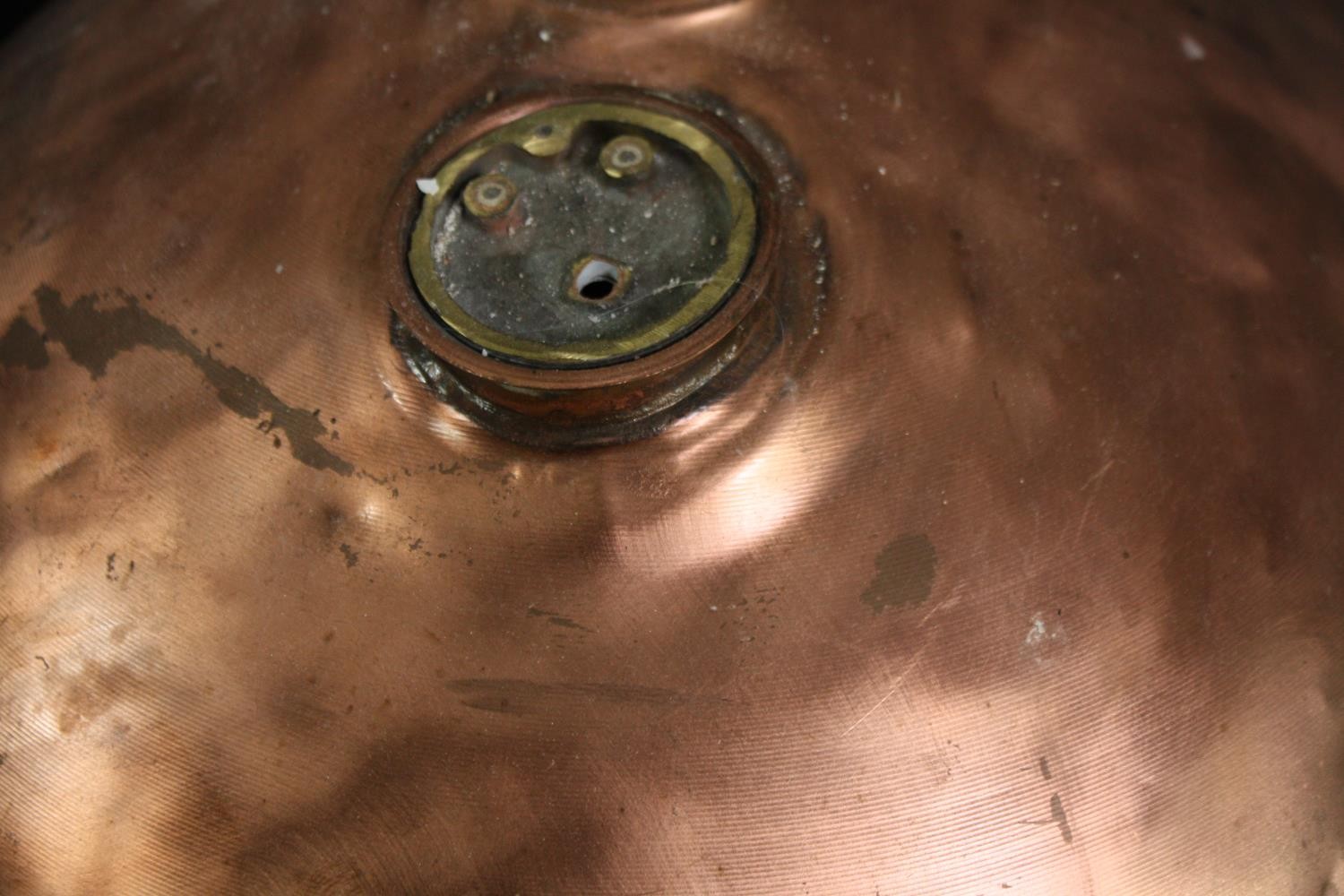 Upcycling. A set of six copper downlights salvaged from the tops of old storage boilers. H.50cm - Image 4 of 5