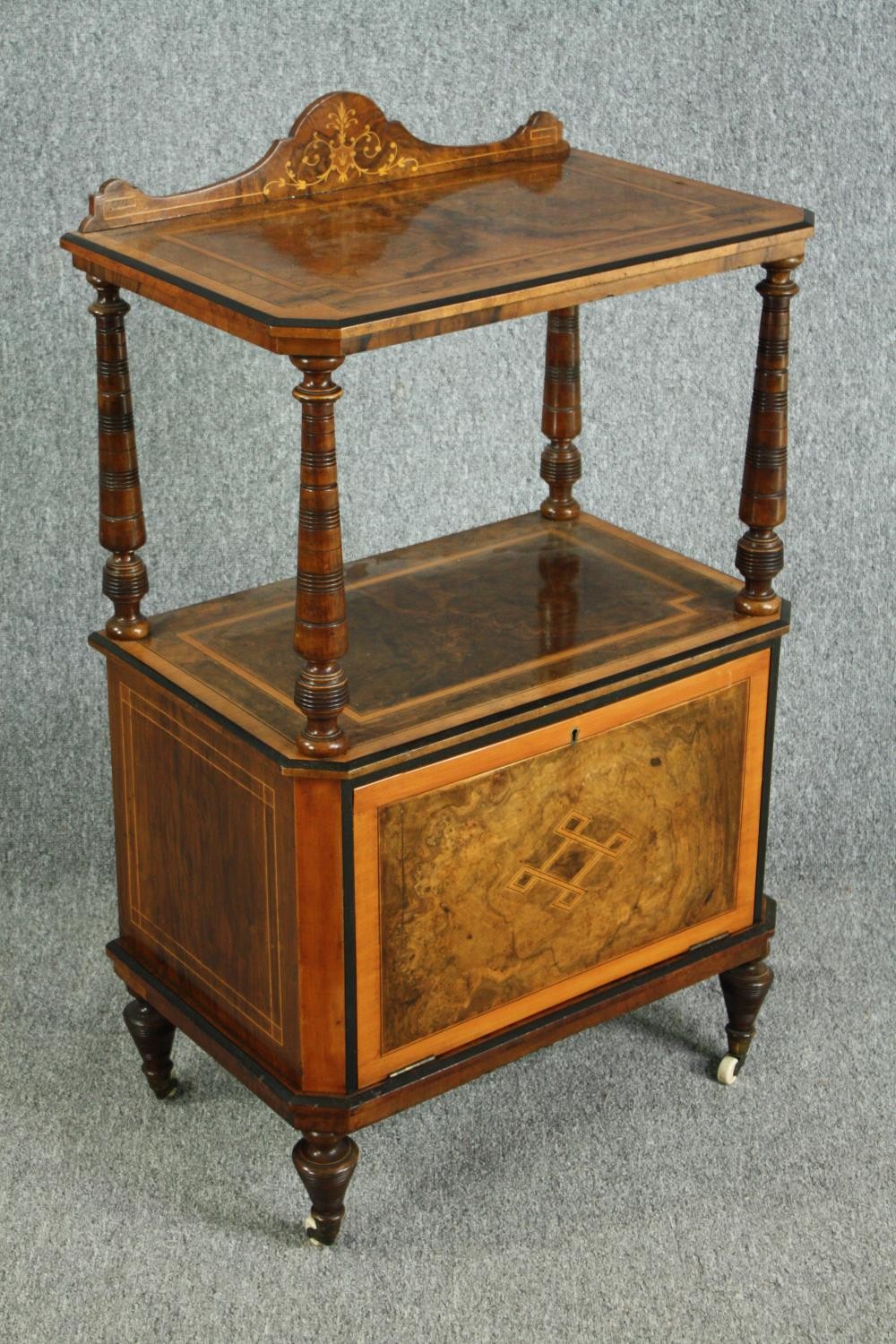 Side cabinet, Victorian burr walnut with satinwood inlay. H.100 W.59 D.38cm. (The panel door is - Image 2 of 7