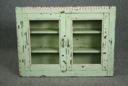 Pantry cabinet, C.1900, distressed painted. H.75 W.101 D.18cm.
