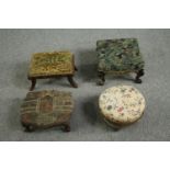 A miscellaneous collection of four 19th century footstools. H.20 W.33 D.33cm. (largest)