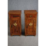 Bedside cabinets, 19th century North European pine. H.78 W.39 D.35cm.