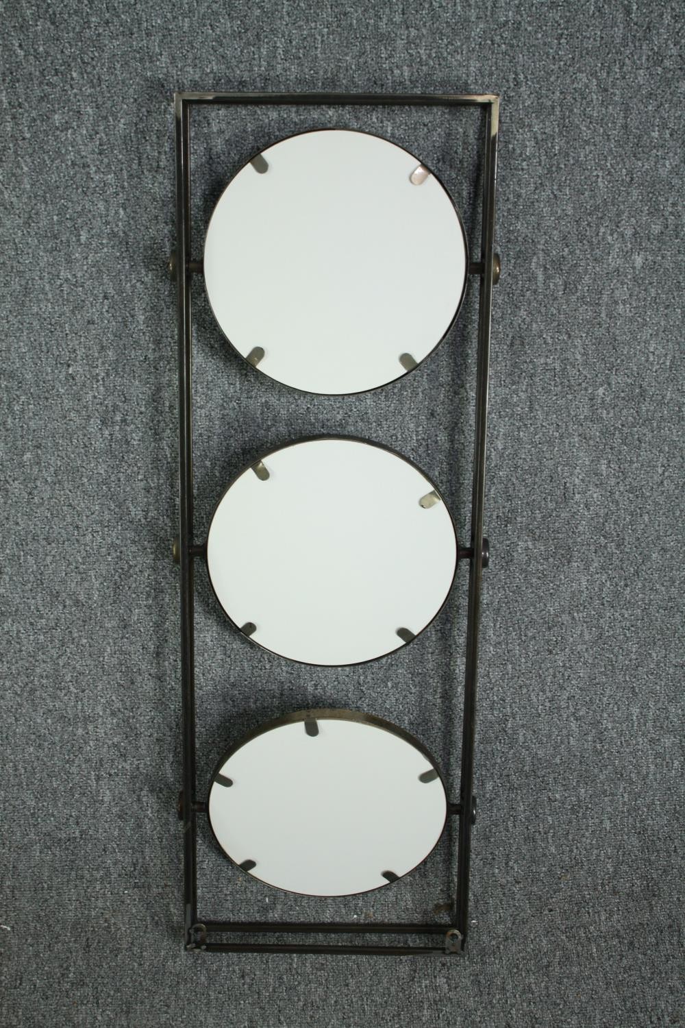 A set of three metal frames each fitted with three swing mirrors. H.90 W.31cm. (each) - Image 5 of 7