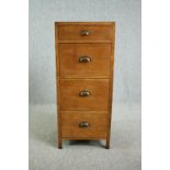 Pedestal chest, mid century light oak. H.122 W.50 D.42cm.