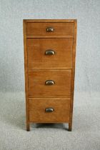 Pedestal chest, mid century light oak. H.122 W.50 D.42cm.