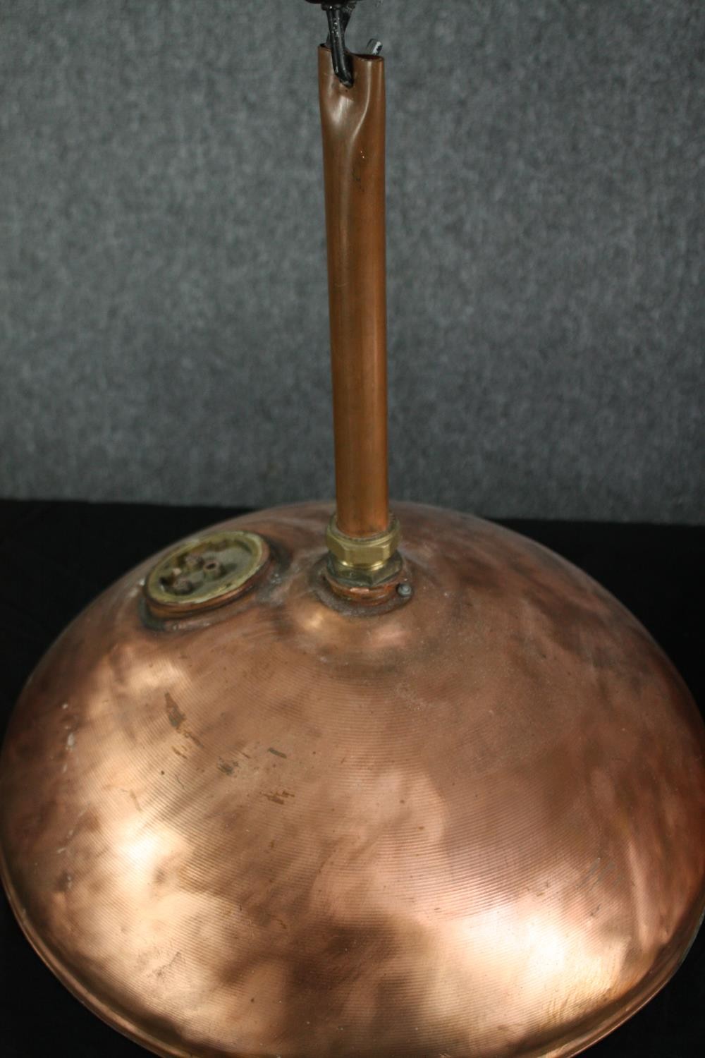 Upcycling. A set of six copper downlights salvaged from the tops of old storage boilers. H.50cm - Image 5 of 5