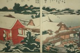 Katsushika Horkusai (1760-1849). Woodcut from the 'Panoramic Views of Both Banks of the Sumida River