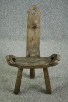 Birthing chair, early 20th century pine. H.74cm.