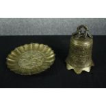 A Chinese bronze bell and plate. The bell looks to be late nineteenth century but could be older.