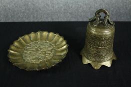 A Chinese bronze bell and plate. The bell looks to be late nineteenth century but could be older.