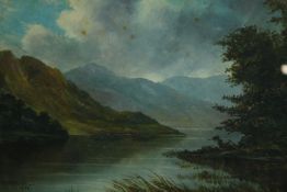 Oil painting on board. Landscape, a Scottish loch. Signed 'W. Wilson' lower left and dated 1906. H.