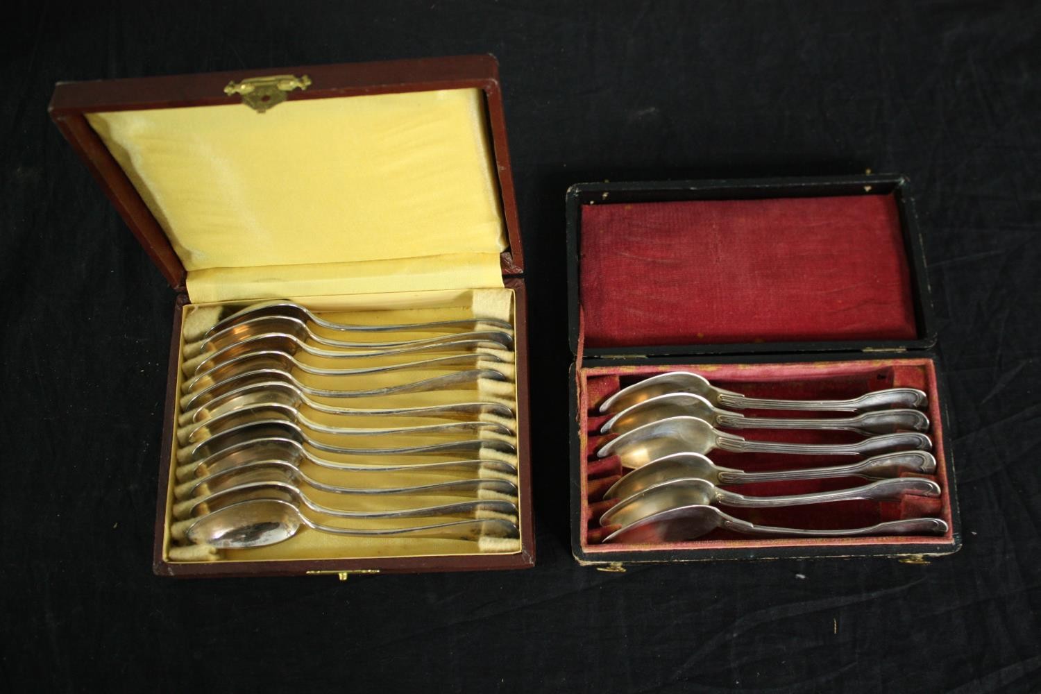 A collection of boxed silver plated spoons, knifes and a carving set. Made by Orbrille and Chaperon. - Image 2 of 22