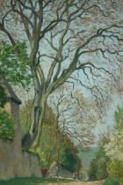 Charles Benard. Oil on canvas. Signed on the back. An impressionist style landscape study. Unframed.