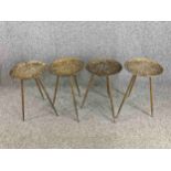 Four Bakerhill side tables. Three legged tables made from iron but finished in a distressed gold