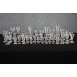 An assortment of 19th and early 20th century stemmed rummers and cordial glasses. Including