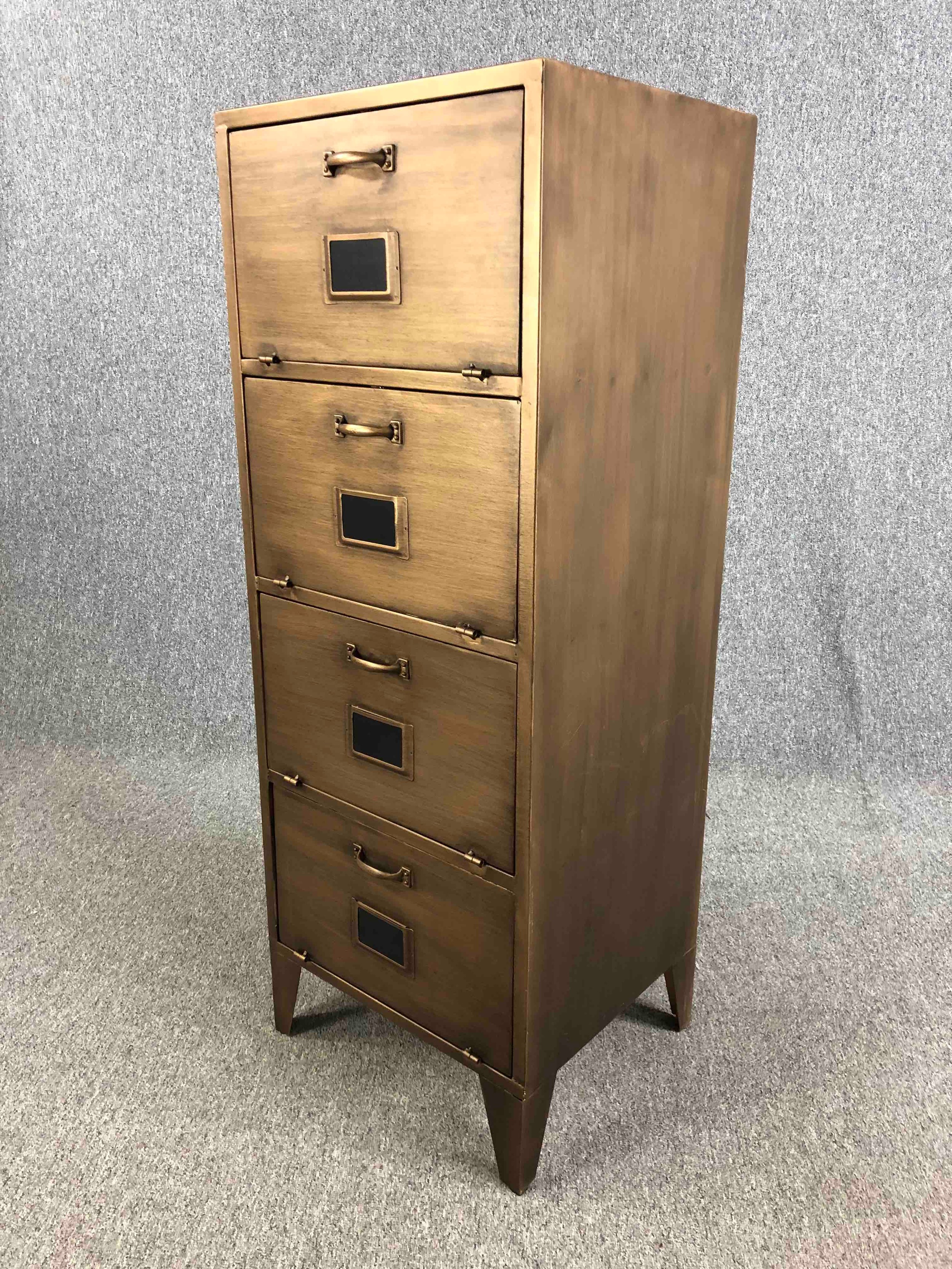 Filing cabinet, contemporary metal in vintage style with fall front sections. H.101 W.45 D.40cm. - Image 3 of 4