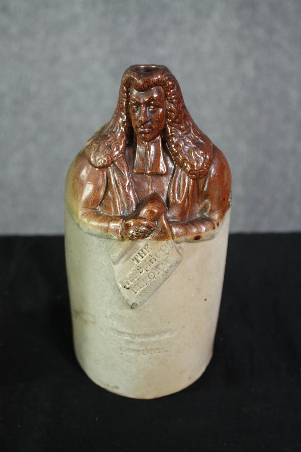 A Doulton Lambeth Stoneware reform flask. Lord Brougham. A Gerz salt glaze German tankard. - Image 4 of 6