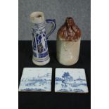 A Doulton Lambeth Stoneware reform flask. Lord Brougham. A Gerz salt glaze German tankard.