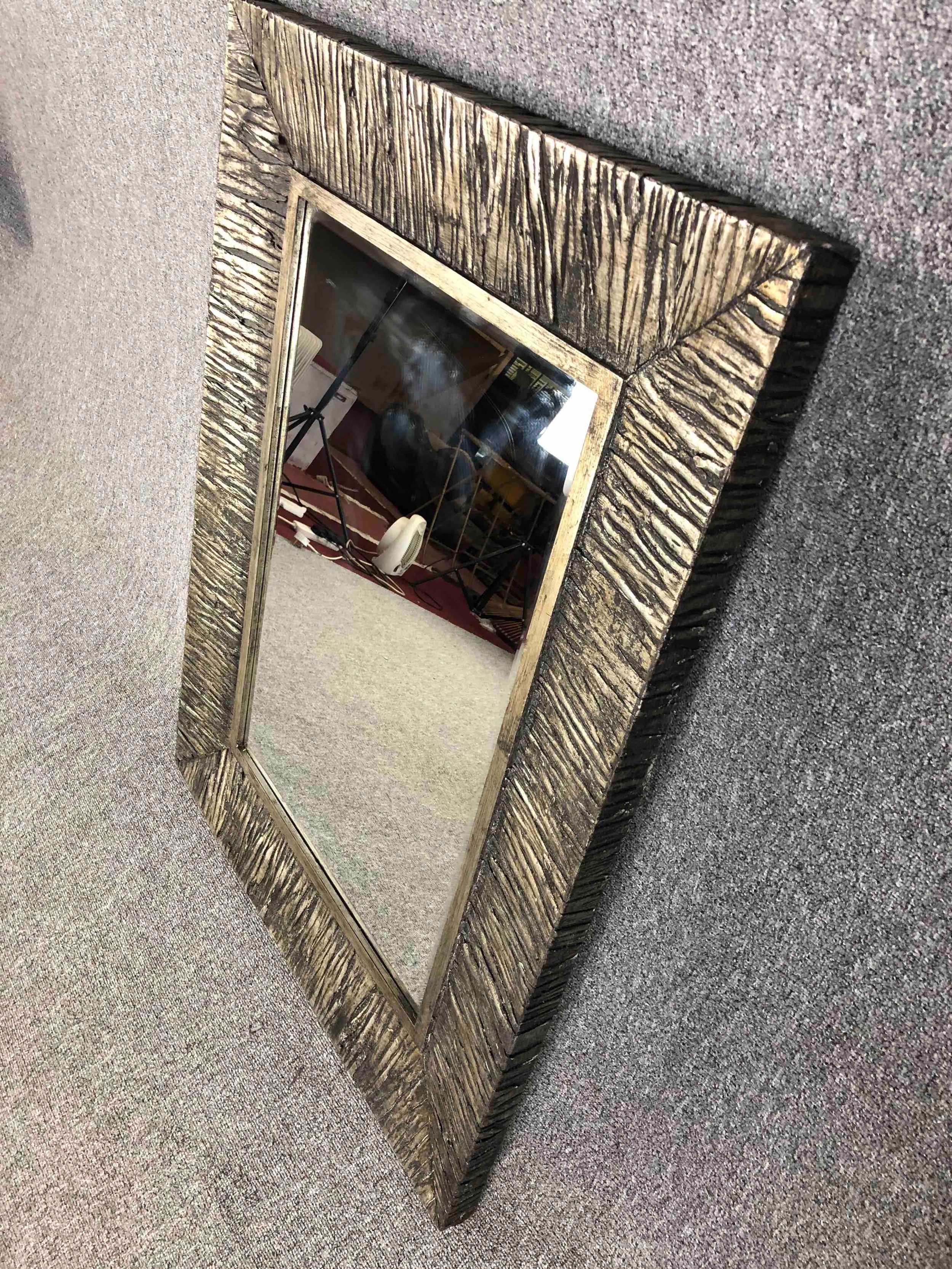 Wall mirror, contemporary bark effect frame. H.105 W.80cm. - Image 3 of 5
