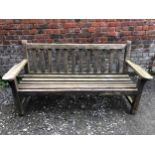 Garden bench, vintage weathered teak. H.85 W.162 D.70cm.