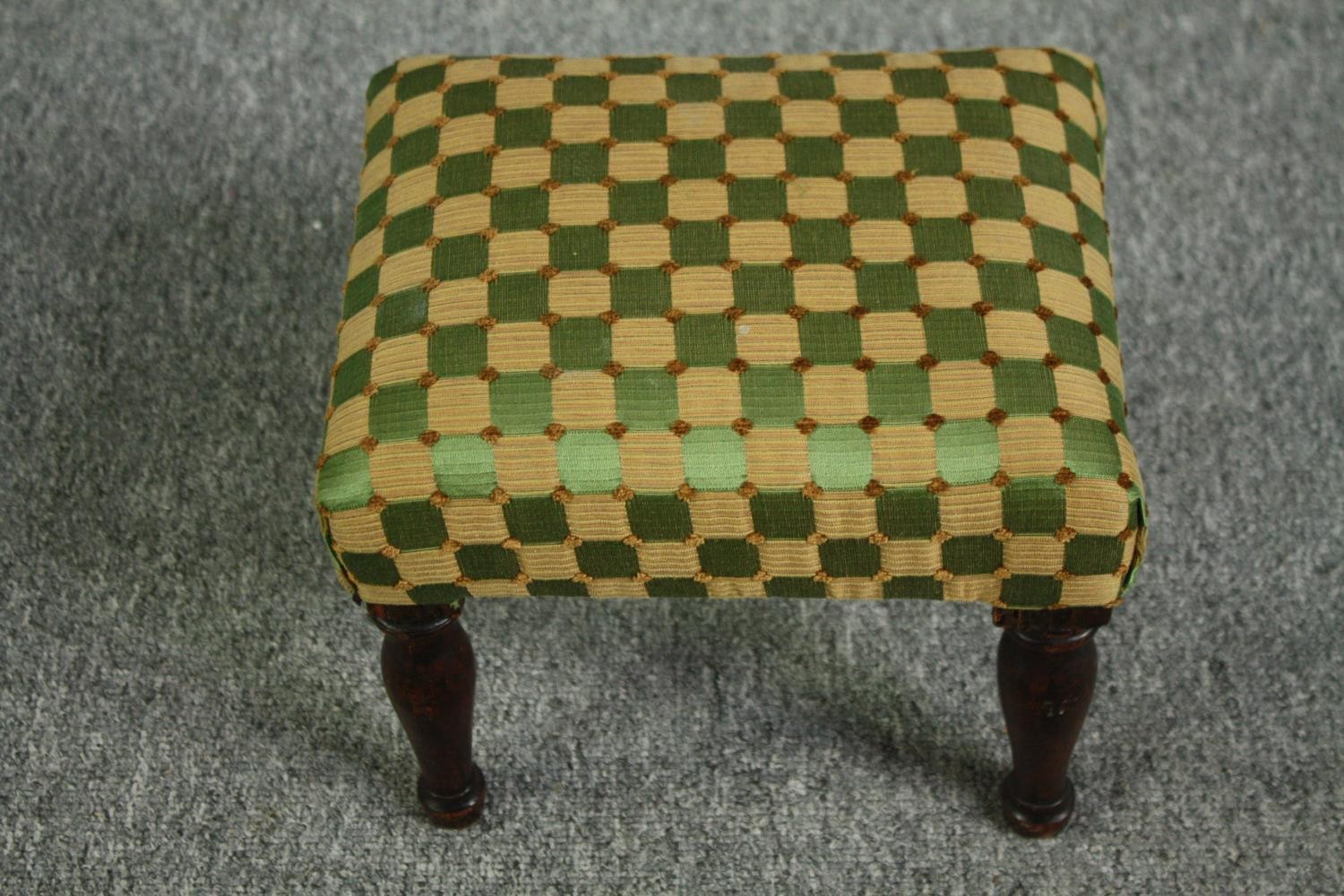 A Regency mahogany armchair along with a 19th century footstool covered in the same material. - Image 5 of 6