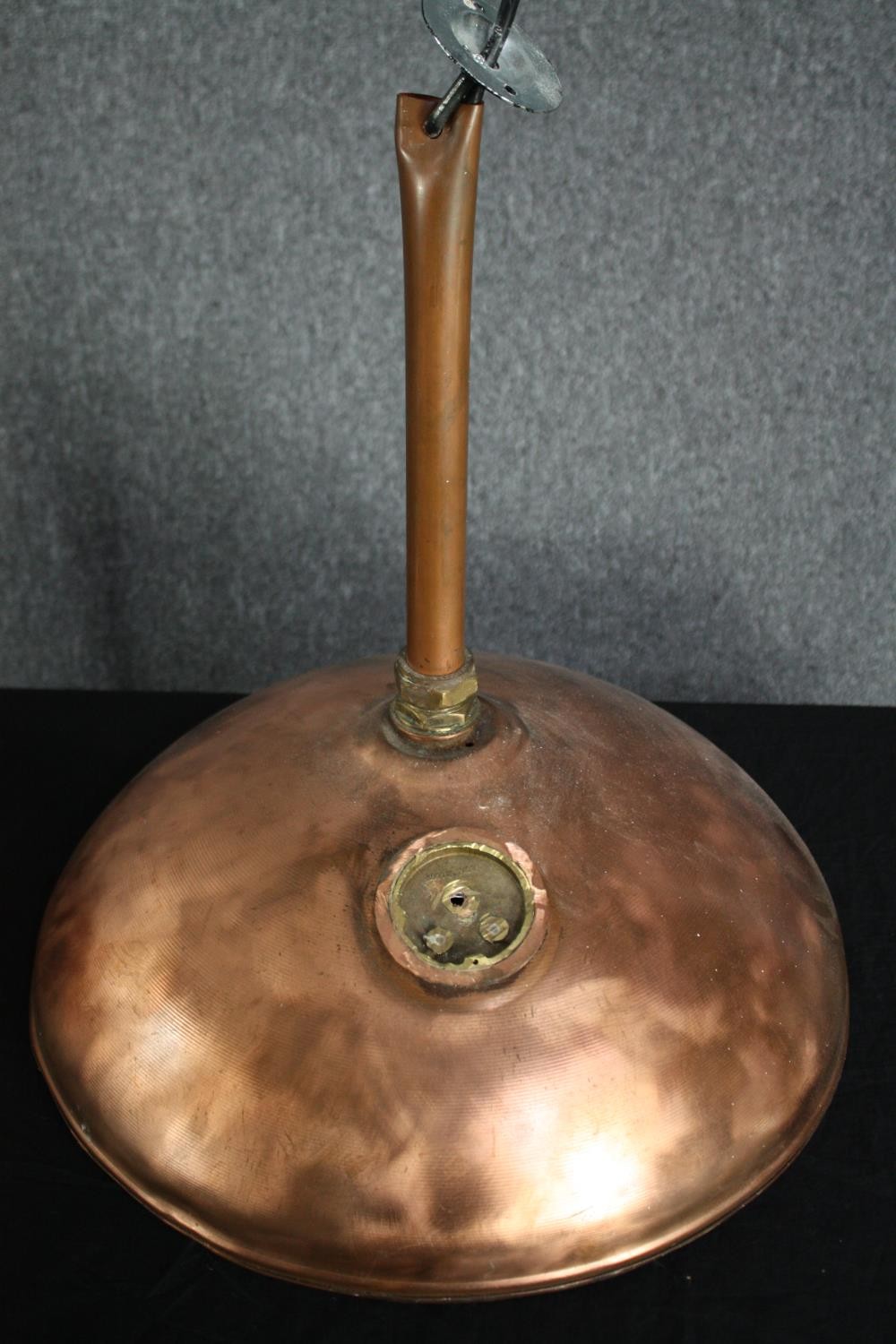 Upcycling. A set of six copper downlights salvaged from the tops of old storage boilers. H.50cm - Image 2 of 5