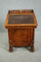 Davenport, Victorian walnut with burr maple lined fitted interior. H.88 W.68 D.60cm.