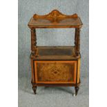 Side cabinet, Victorian burr walnut with satinwood inlay. H.100 W.59 D.38cm. (The panel door is
