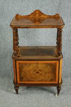 Side cabinet, Victorian burr walnut with satinwood inlay. H.100 W.59 D.38cm. (The panel door is