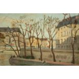 Oil on canvas. After the French Impressionists, probably by the River Seine, undated but probably