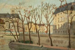 Oil on canvas. After the French Impressionists, probably by the River Seine, undated but probably