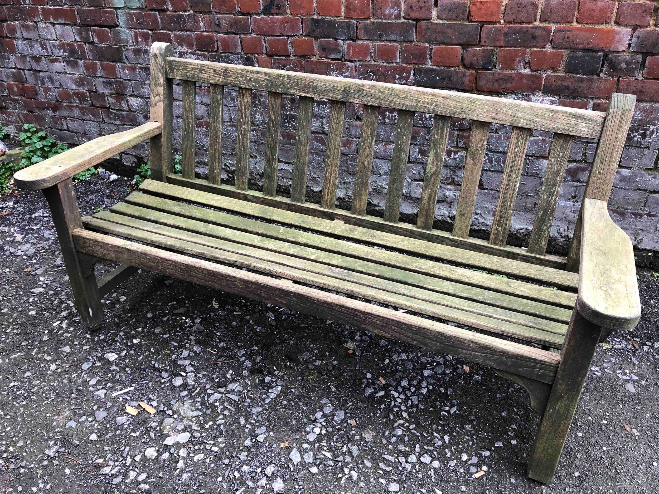 Garden bench, vintage weathered teak. H.85 W.162 D.70cm. - Image 3 of 4