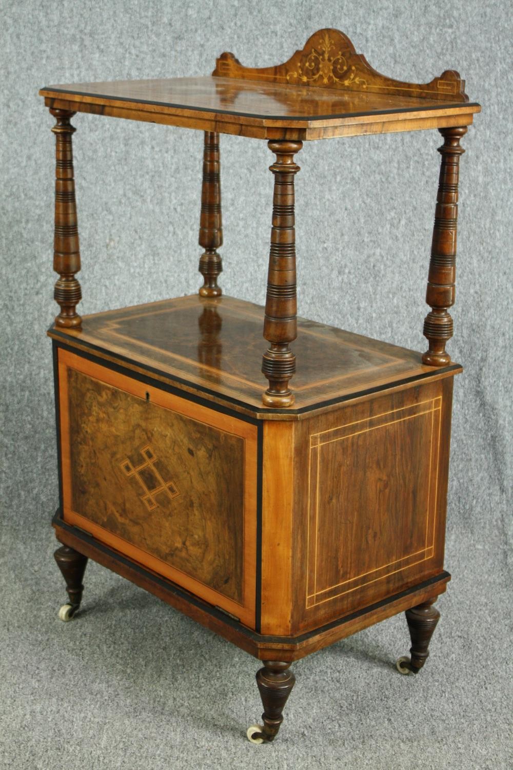 Side cabinet, Victorian burr walnut with satinwood inlay. H.100 W.59 D.38cm. (The panel door is - Image 3 of 7