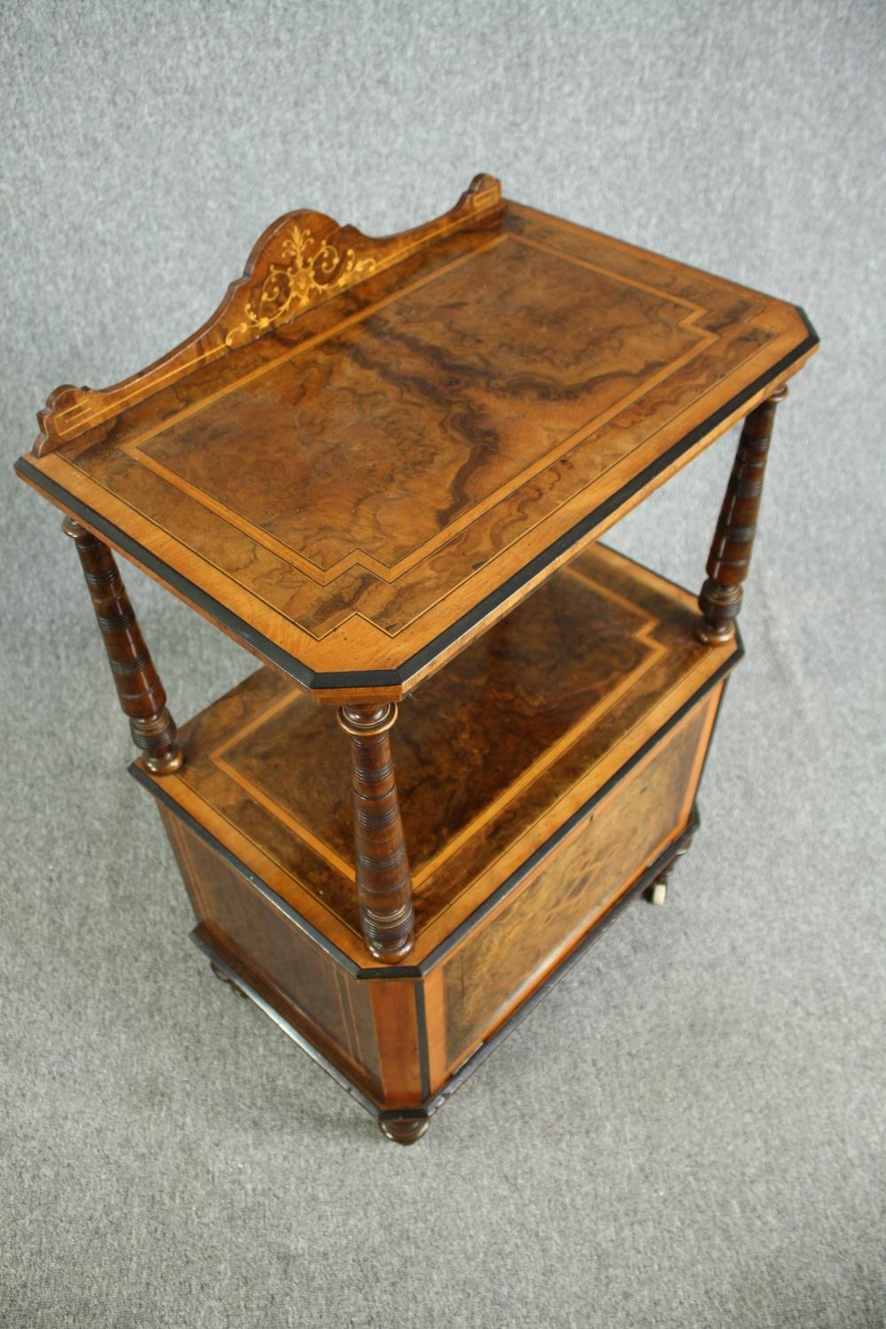 Side cabinet, Victorian burr walnut with satinwood inlay. H.100 W.59 D.38cm. (The panel door is - Image 4 of 7