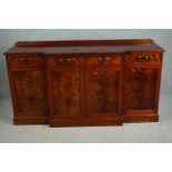 Sideboard, Georgian style breakfront flame mahogany. H.91 W.191 D.44cm.