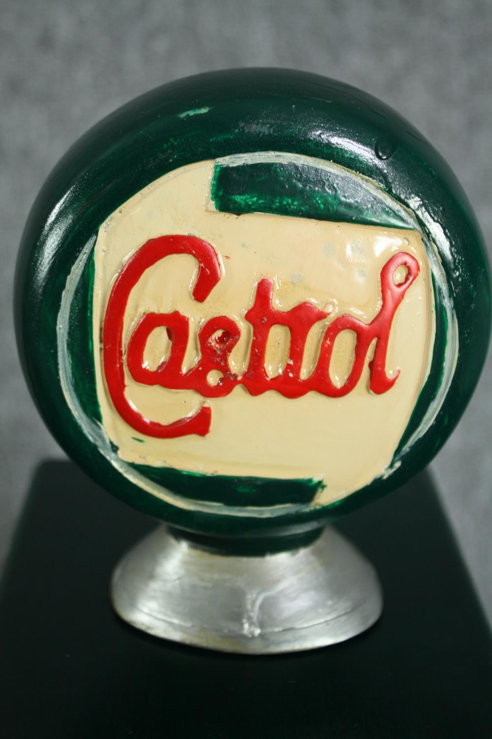 Two wooden storage cupboards in the shape of Castrol petrol pumps. Hand painted in a distressed - Image 5 of 5