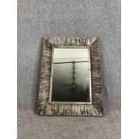 Wall mirror, contemporary bark effect frame. H.105 W.80cm.