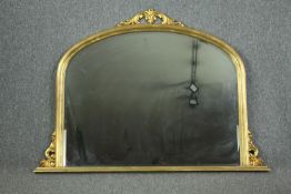 Overmantel mirror, 19th century style carved giltwood. H.104 W.144cm.