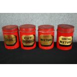 Early to mid twentieth century. Four pipe tobacco jars for shop use. Shag, Cut Cavendish, Mixture