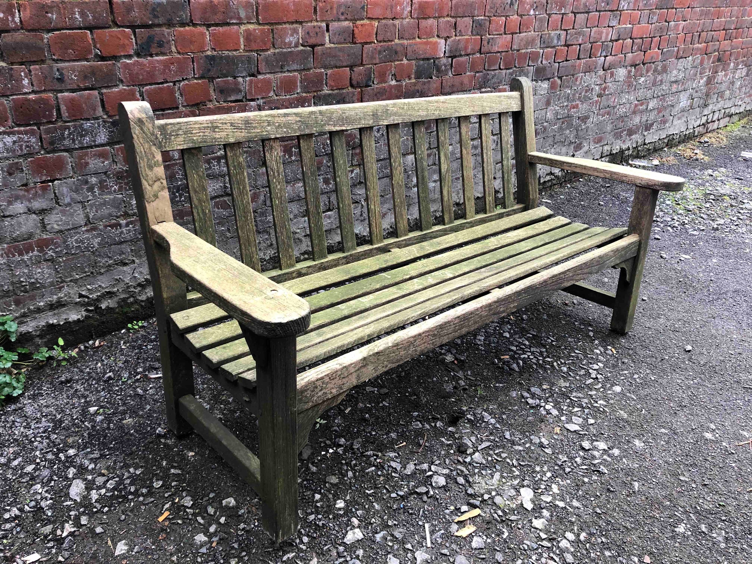 Garden bench, vintage weathered teak. H.85 W.162 D.70cm. - Image 2 of 4