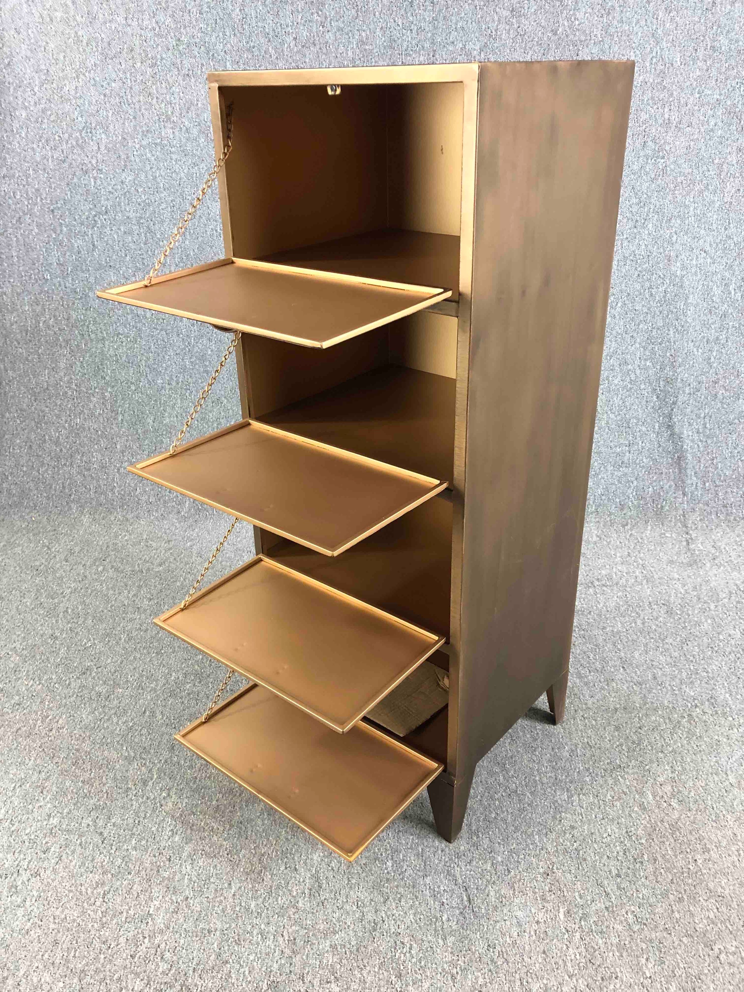 Filing cabinet, contemporary metal in vintage style with fall front sections. H.101 W.45 D.40cm. - Image 4 of 4