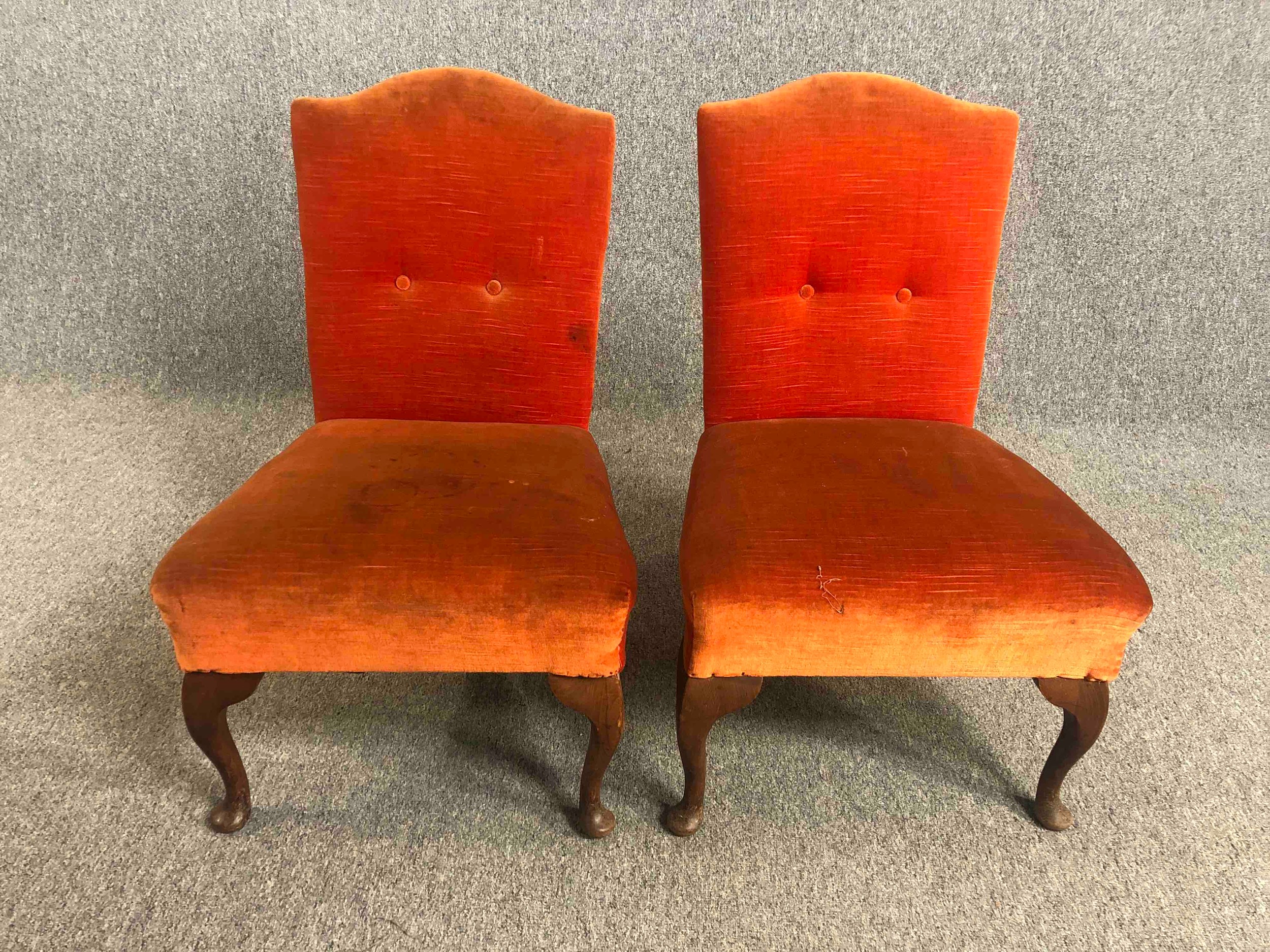 A Georgian mahogany side chair and a pair of mid century bedroom chairs. H.90cm. (largest) - Image 2 of 9