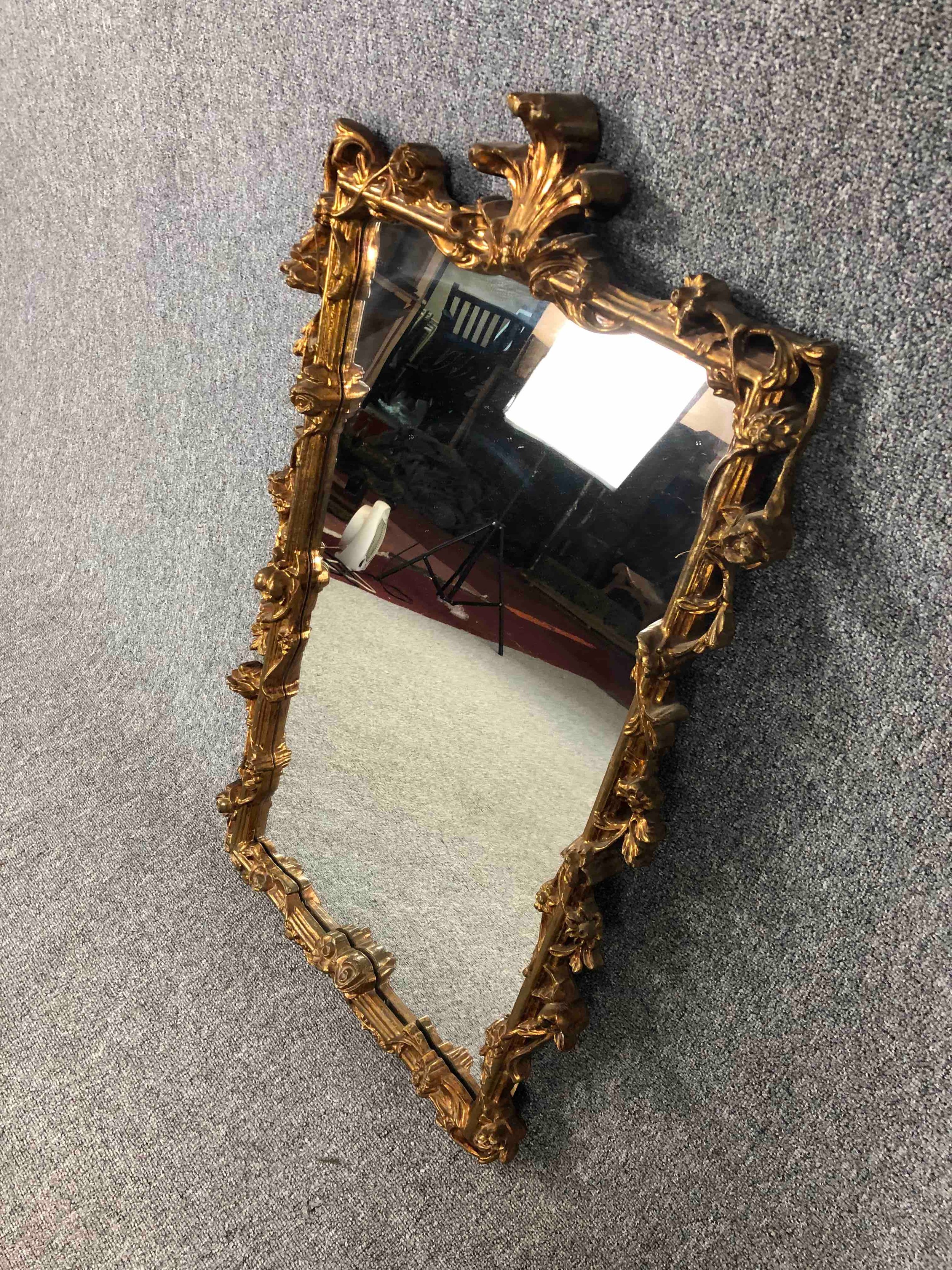 Pier mirror, early 20th century carved giltwood with foliate cresting and scrolling decoration. H. - Image 3 of 5