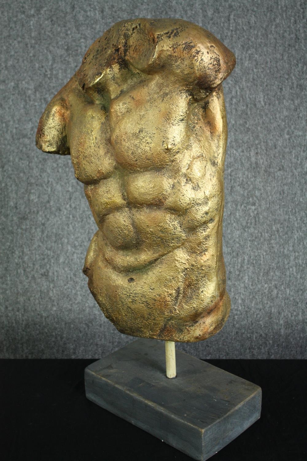 A modern fibreglass classical torso in a gold finish. H.67cm. - Image 2 of 4