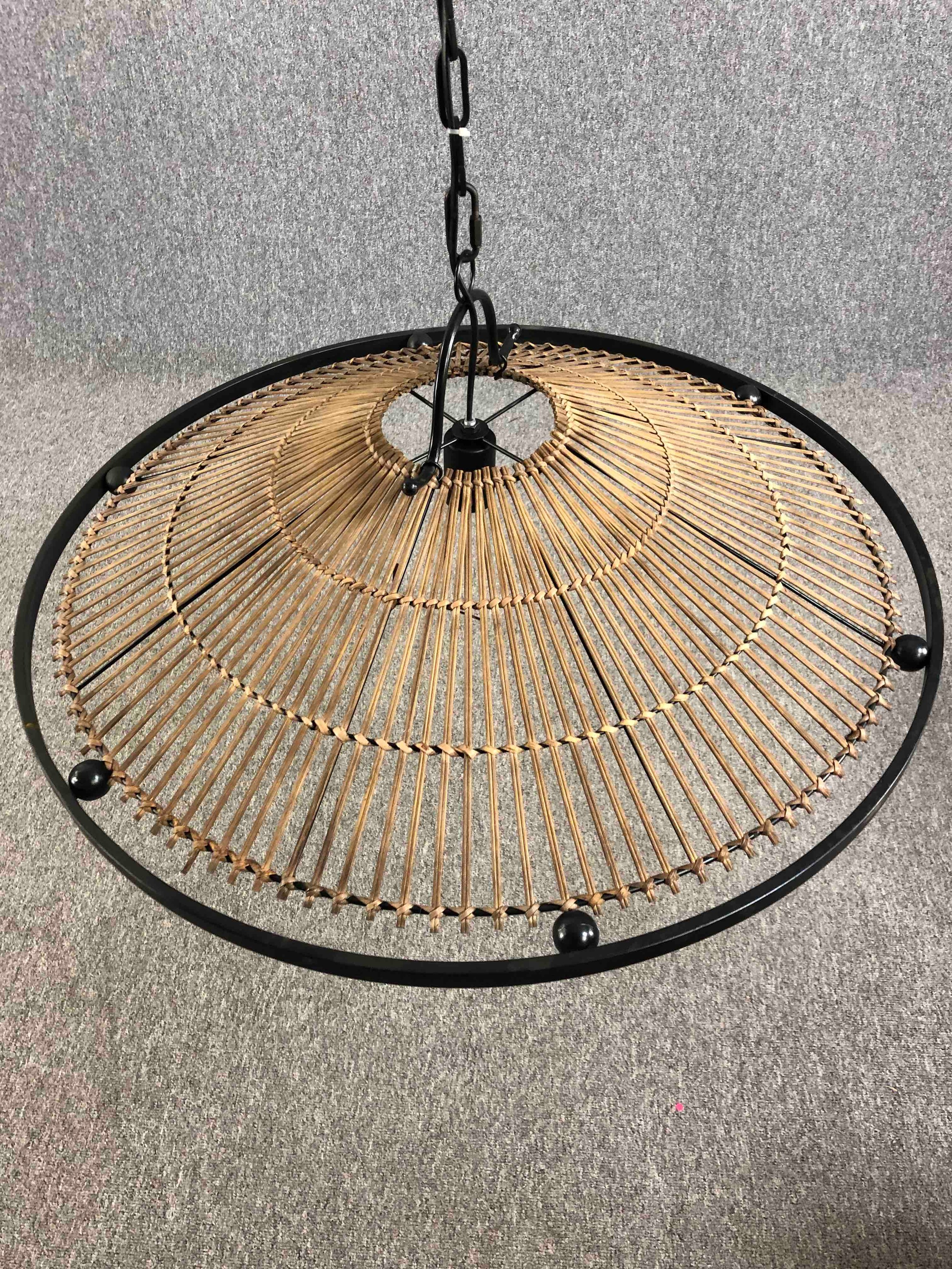 Kindred Lighting. The Mambo natural rattan ceiling pendant. Rattan with a metal surround and - Image 3 of 4