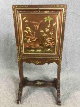 A late 19th century Chinoiserie decorated and lacquered secretaire screen with fall front